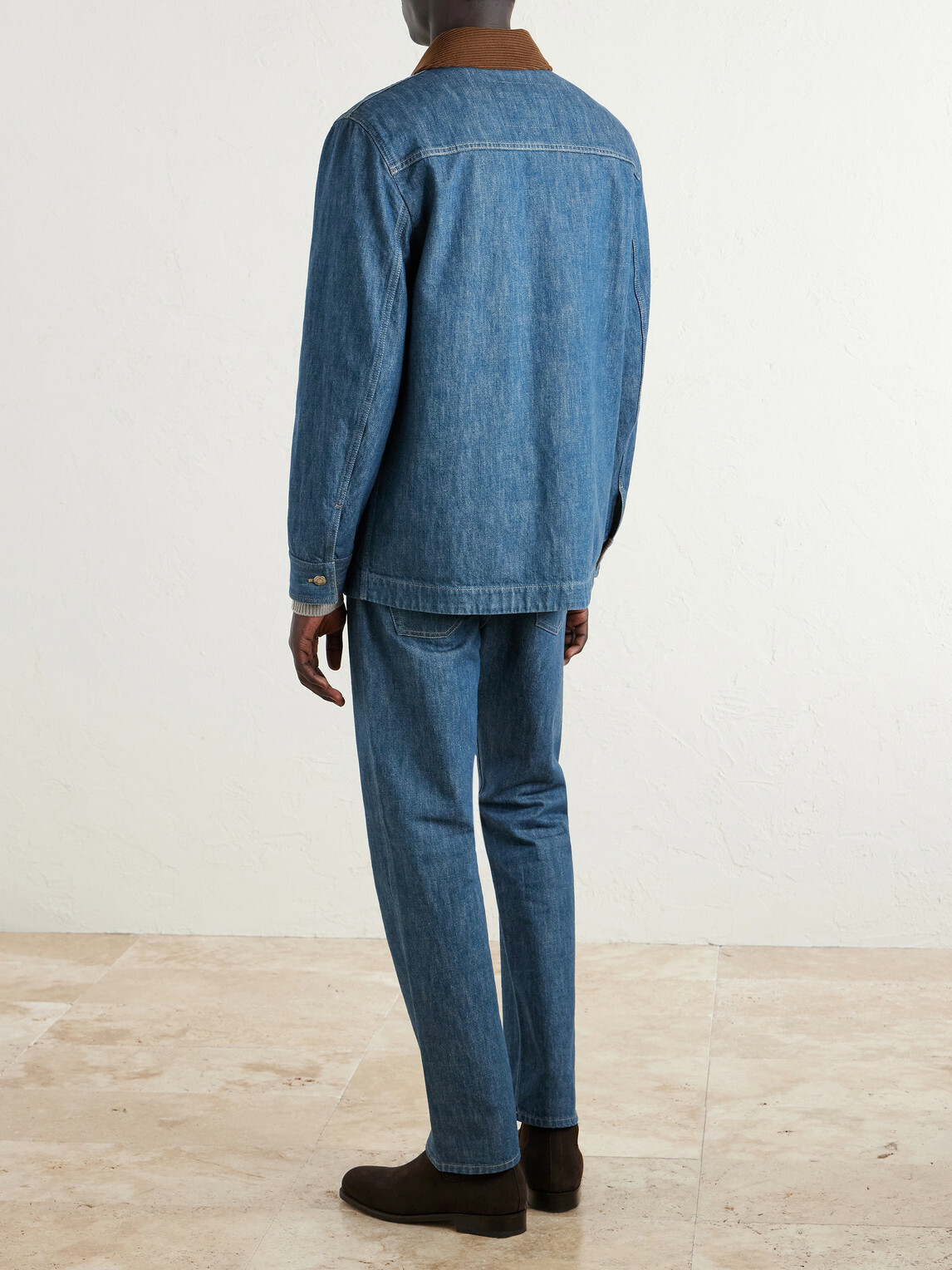 Loro Piana - Austin Corduroy-Trimmed Denim Jacket - Blue