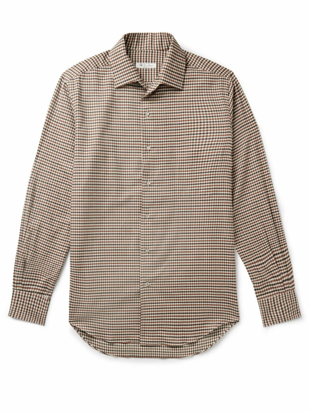 Photo: Loro Piana - Logo-Appliquéd Checked Cotton-Flannel Shirt - Brown