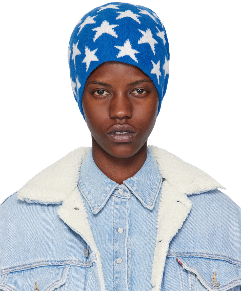 Blue & White Stars Beanie by ERL on Sale