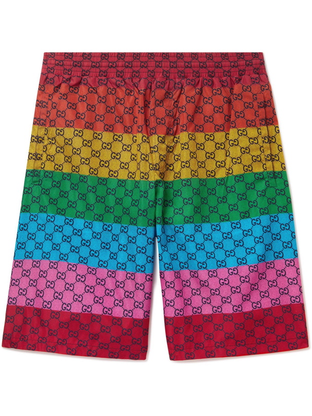 Photo: GUCCI - Mid-Length Striped Monogrammed Swim Shorts - Multi