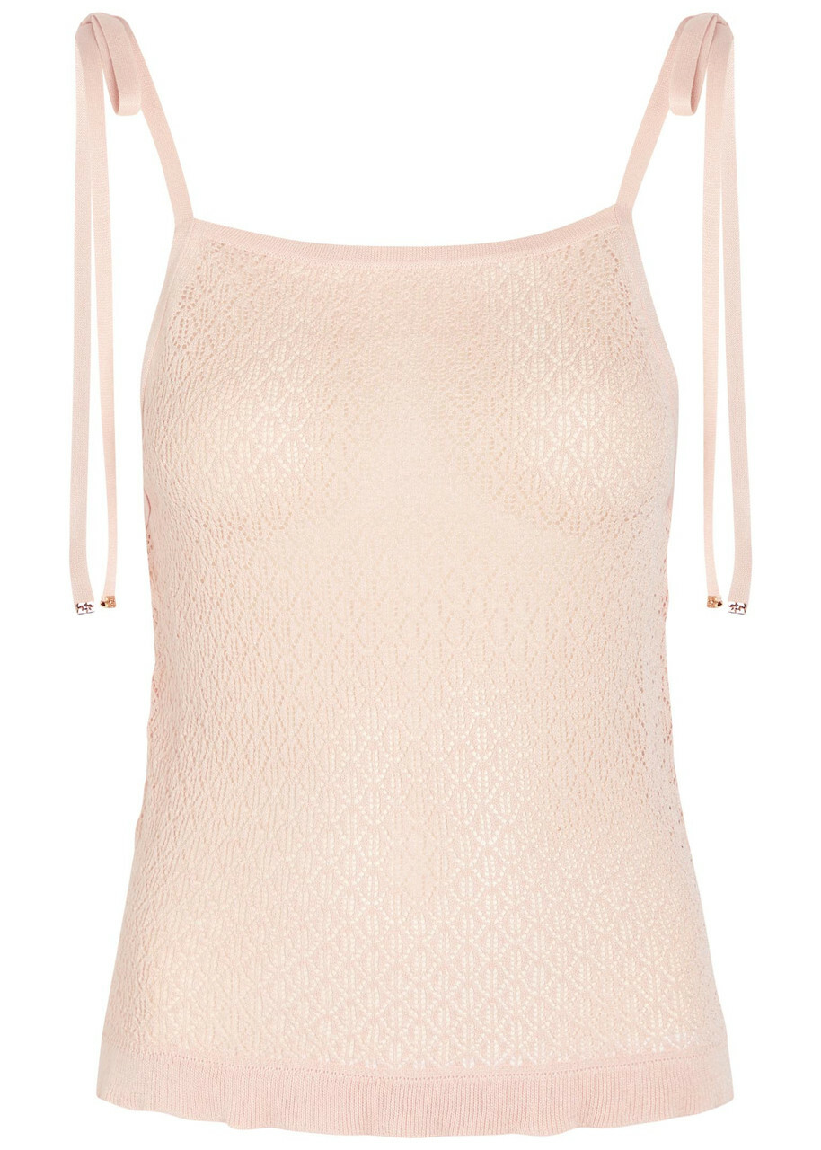 Ganni Pointelle Knit top Light Pink