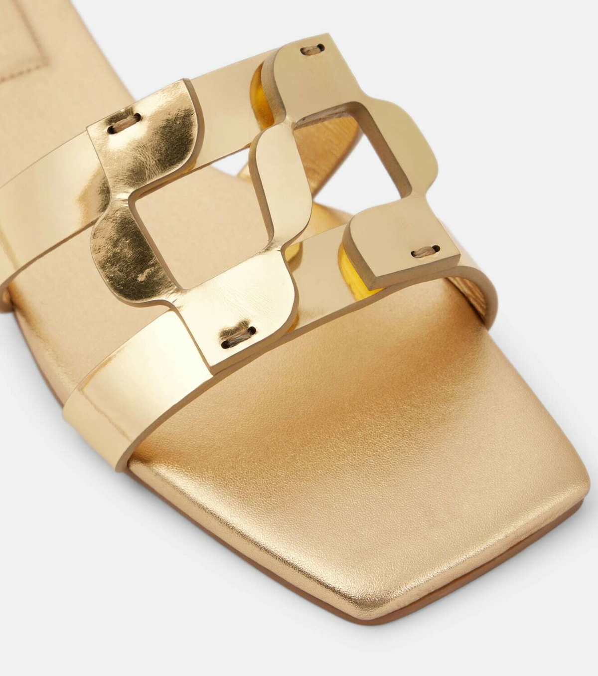 Simkhai Logo metallic leather slides