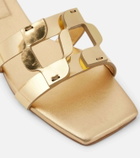 Simkhai Logo metallic leather slides