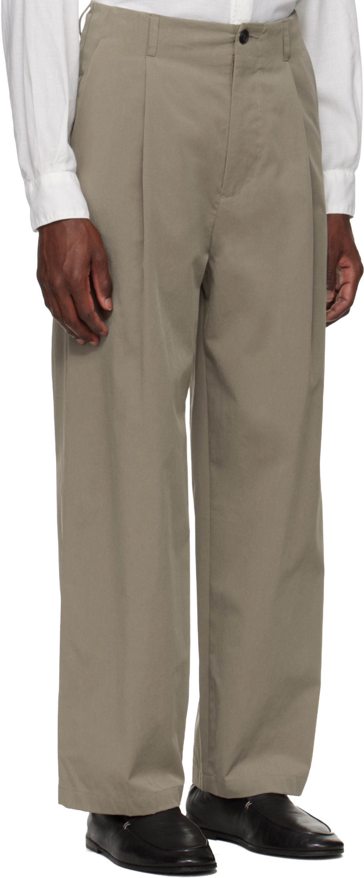 YOKE Beige 1-Pleat Trousers