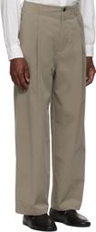 YOKE Beige 1-Pleat Trousers
