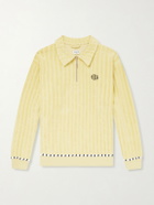 BODE - Croquet Ground Logo-Embroidered Cotton-Terry Half-Zip Sweater - Yellow