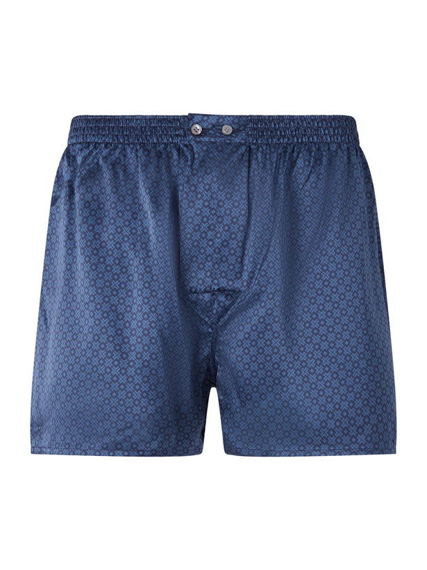 Photo: Derek Rose - Brindisi 128 Silk Boxer Shorts - Blue