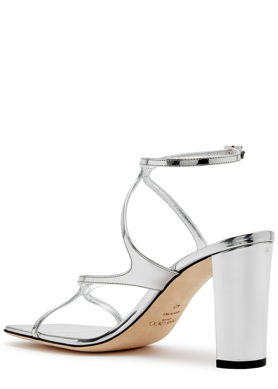 Jimmy Choo Azie 85 Metallic Leather Sandals Silver Jimmy Choo
