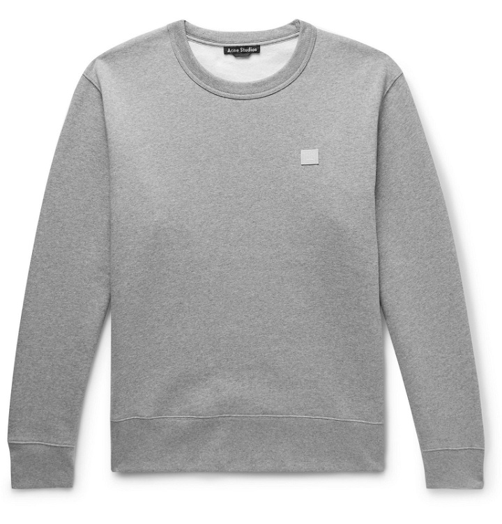 Photo: Acne Studios - Fairview Logo-Appliquéd Mélange Fleece-Back Cotton-Jersey Sweatshirt - Gray