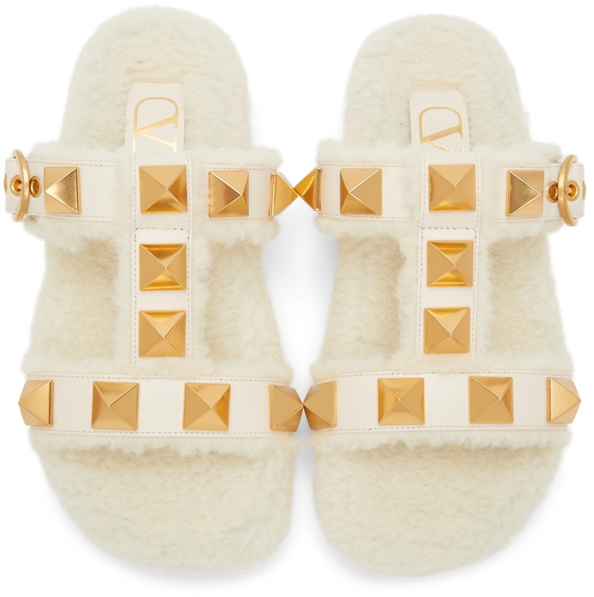 Valentino shearling slides Clearance