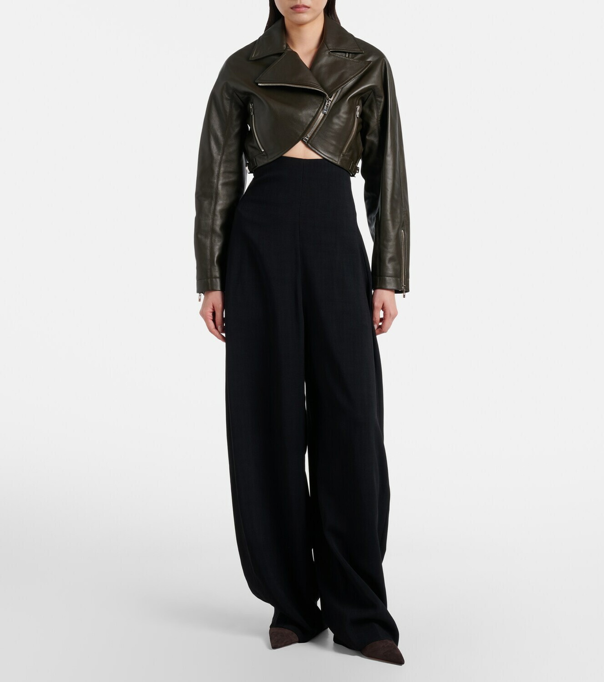 Alaïa Cropped leather biker jacket