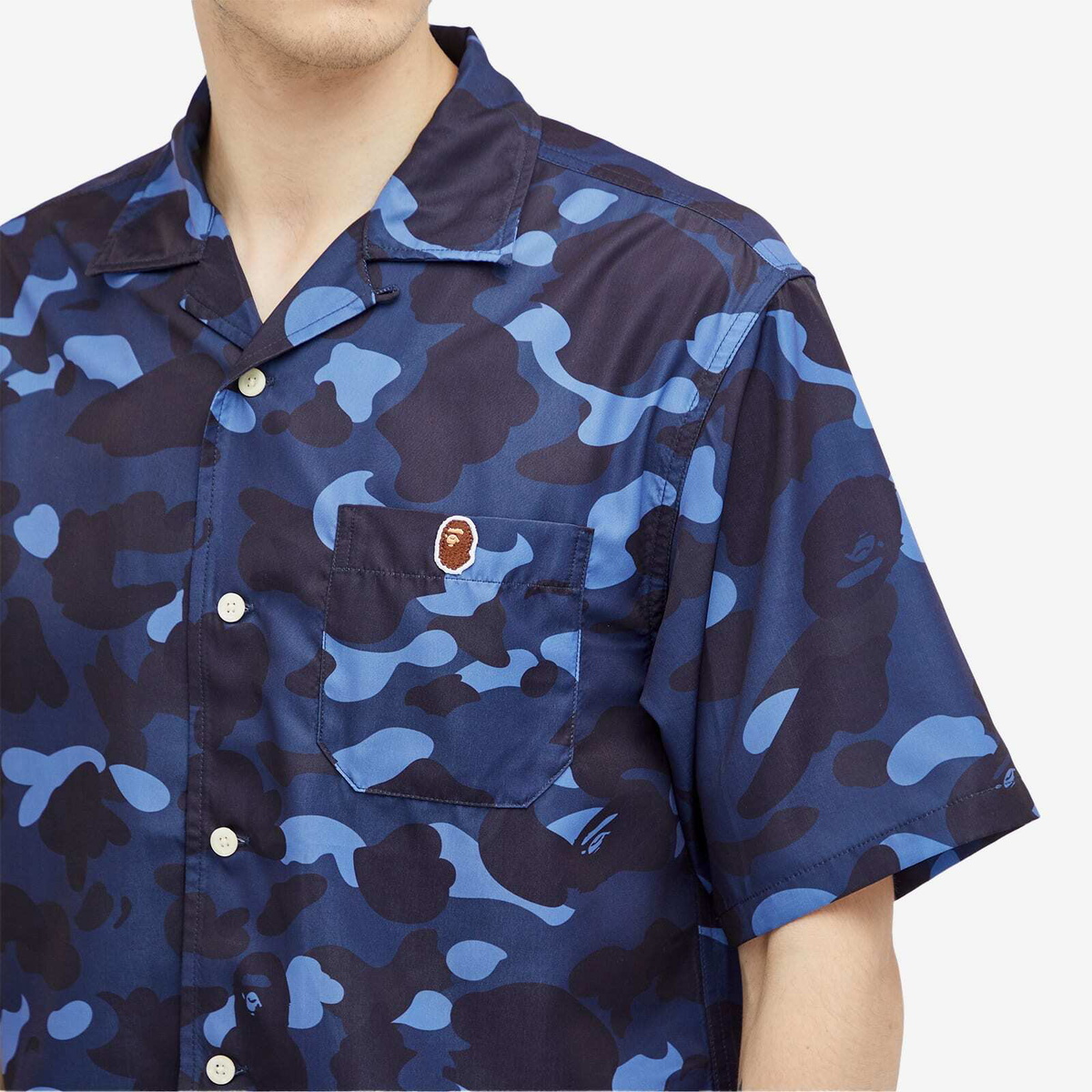 A Bathing Ape Men's Colour Camo One Point Vacation Shirt in Navy