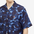 A Bathing Ape Men's Colour Camo One Point Vacation Shirt in Navy