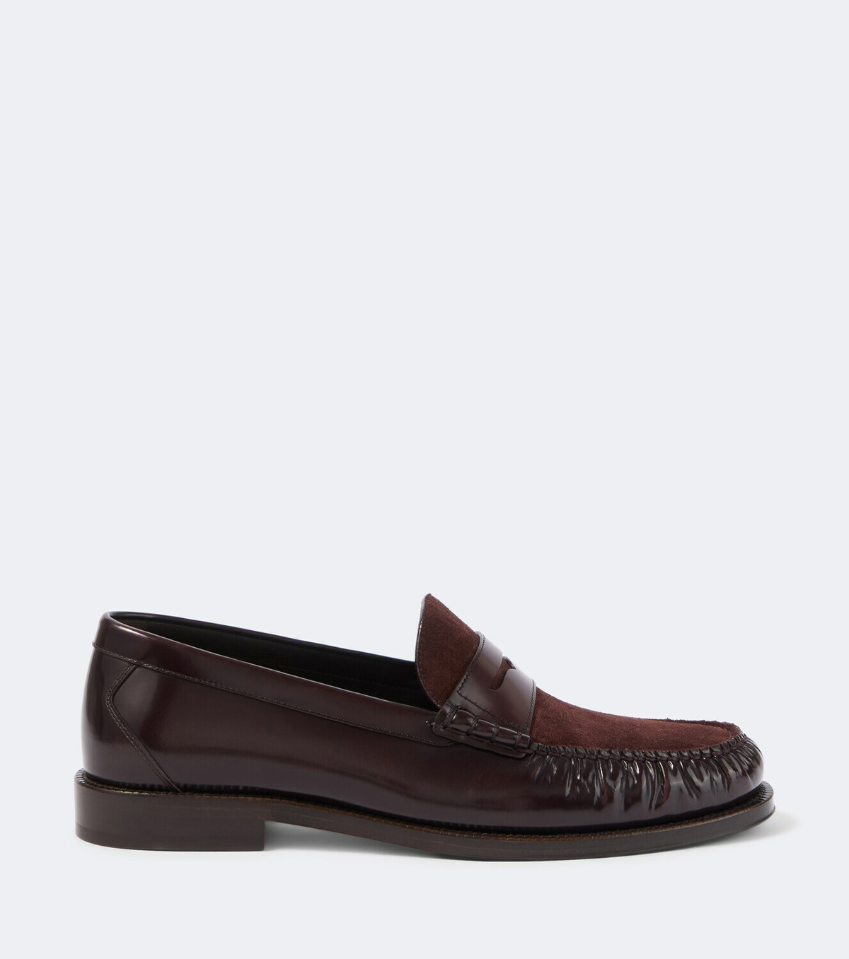 Brunello Cucinelli Suede-paneled leather penny loafers