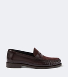 Brunello Cucinelli Suede-paneled leather penny loafers