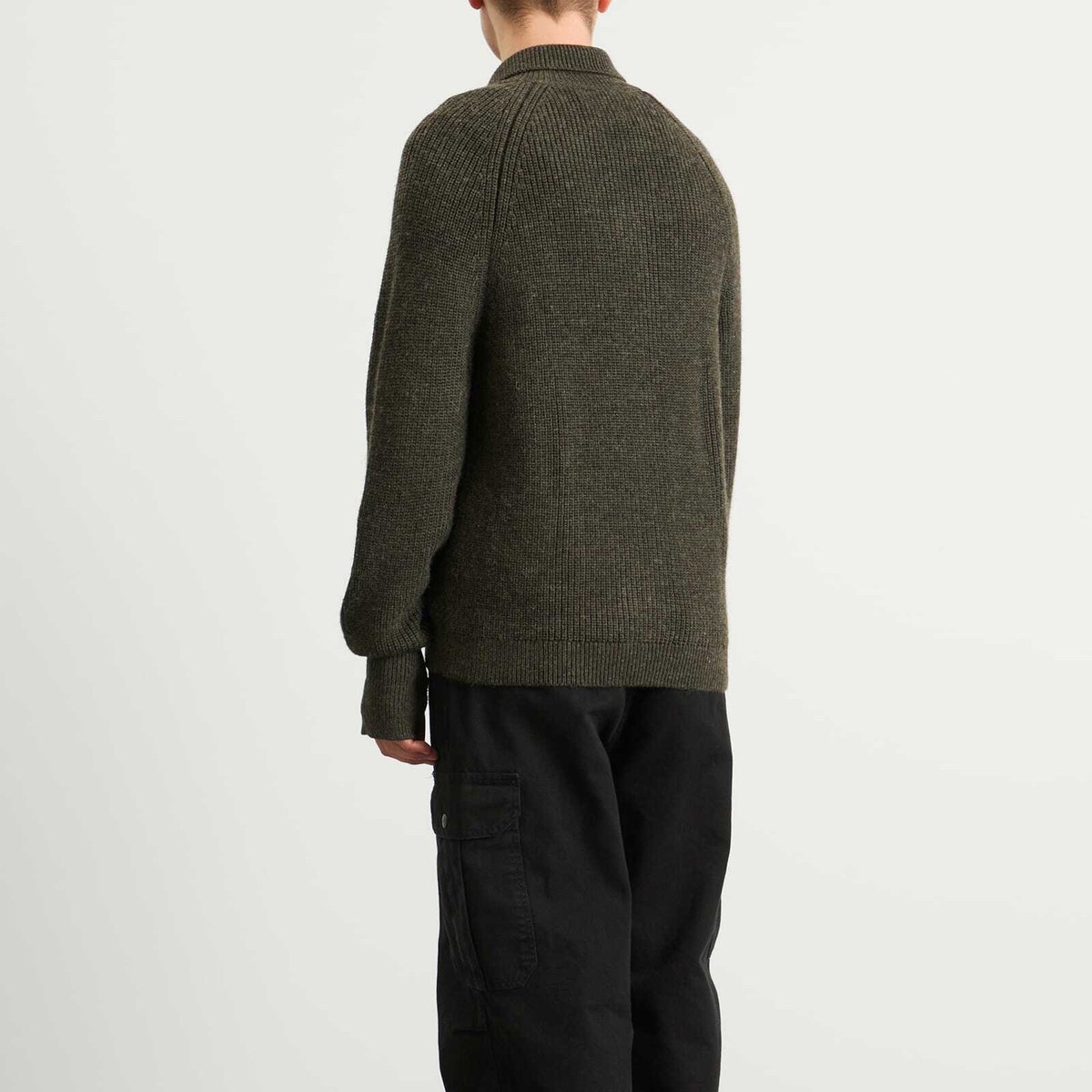 Barbour Men's Heritage + Garthman Zip Cardigan in Olive Ink