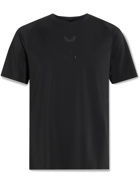 CASTORE - Logo-Print Perforated Stretch-Jersey T-Shirt - Black