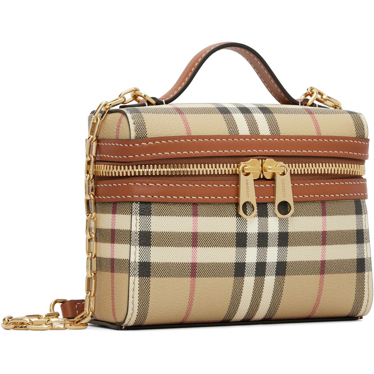 Burberry Beige Mini Check Vanity Bag