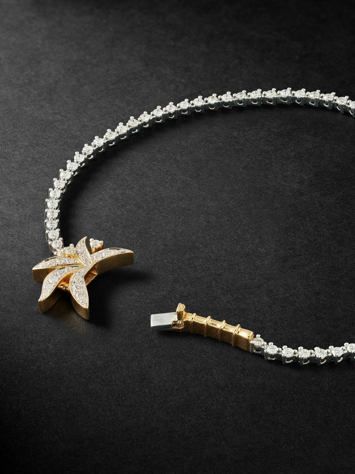 Yvonne Léon - Riviere Palmier White and Yellow Gold Diamond Bracelet