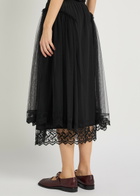 Simone Rocha Lace-trimmed Satin-crepe Midi Skirt Black