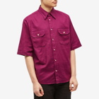 Acne Studios Men's Samblir Short Sleeve Logo Shirt in Berry Purple