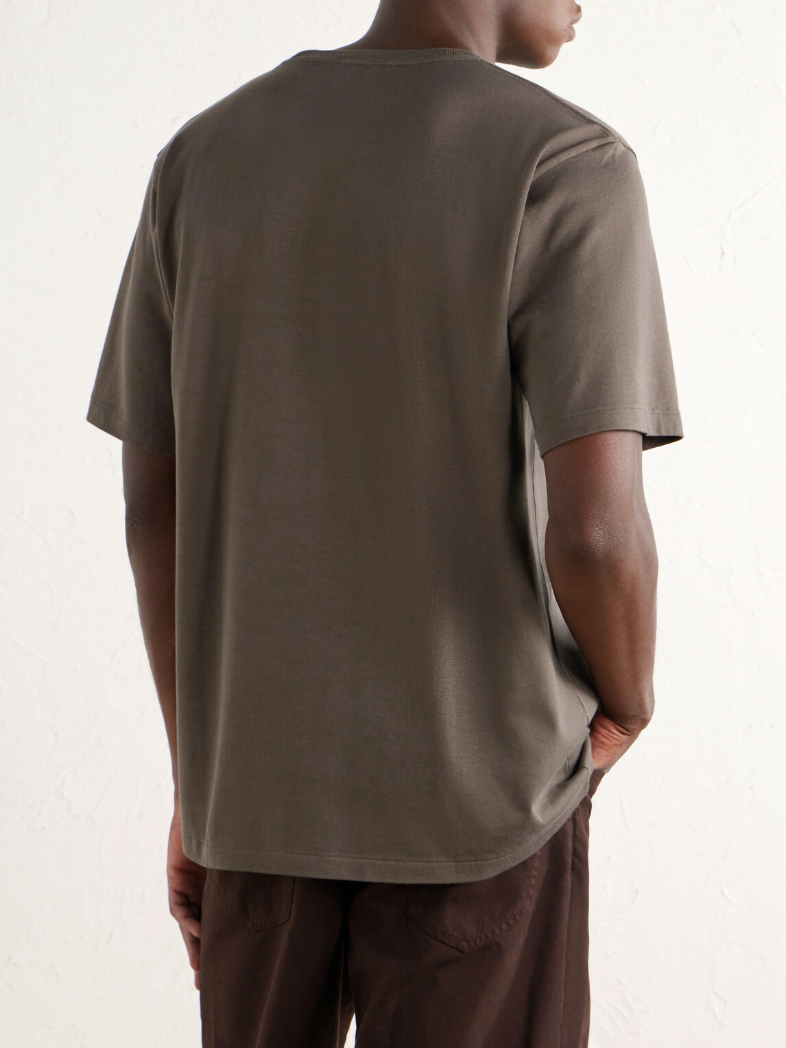 Auralee - Luster Cotton-Jersey T-Shirt - Brown