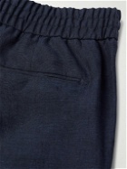 Brioni - Asolo Straight-Leg Linen Drawstring Trousers - Blue