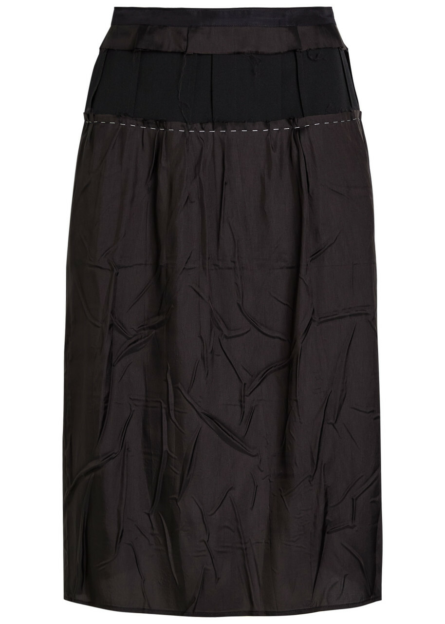 Maison Margiela Layered Satin Midi Skirt Black
