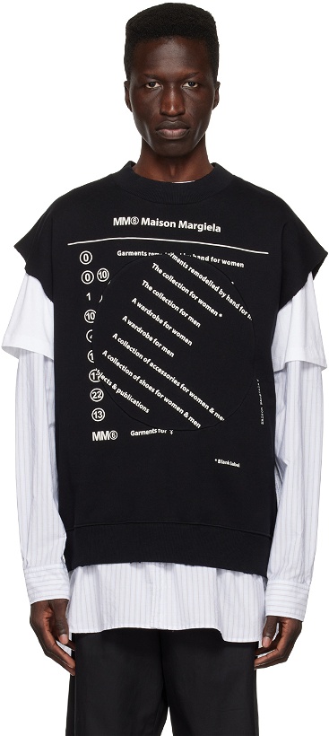 Photo: MM6 Maison Margiela Black Paneled Sweatshirt