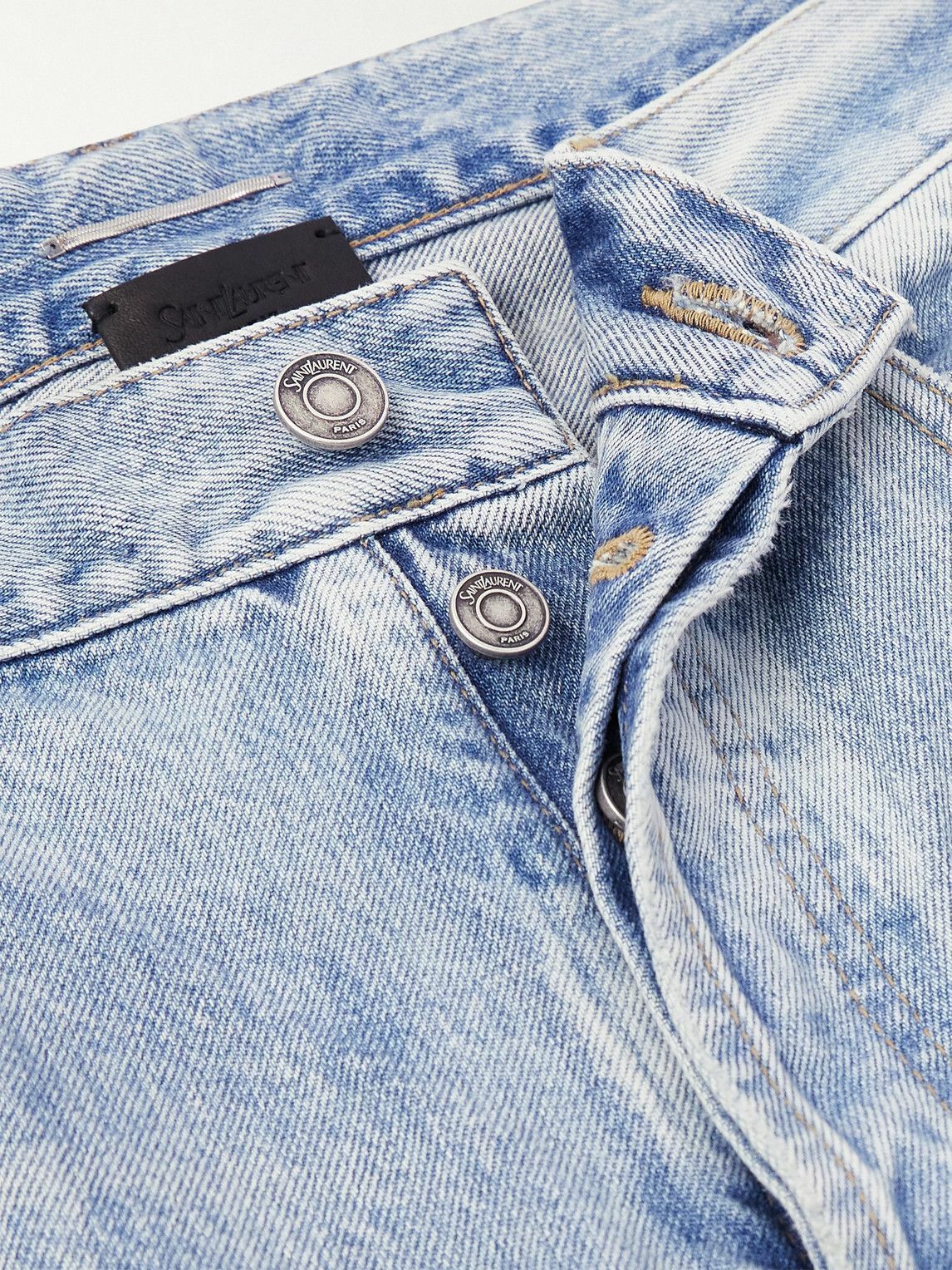 SAINT LAURENT - Straight-Leg Distressed Jeans - Blue