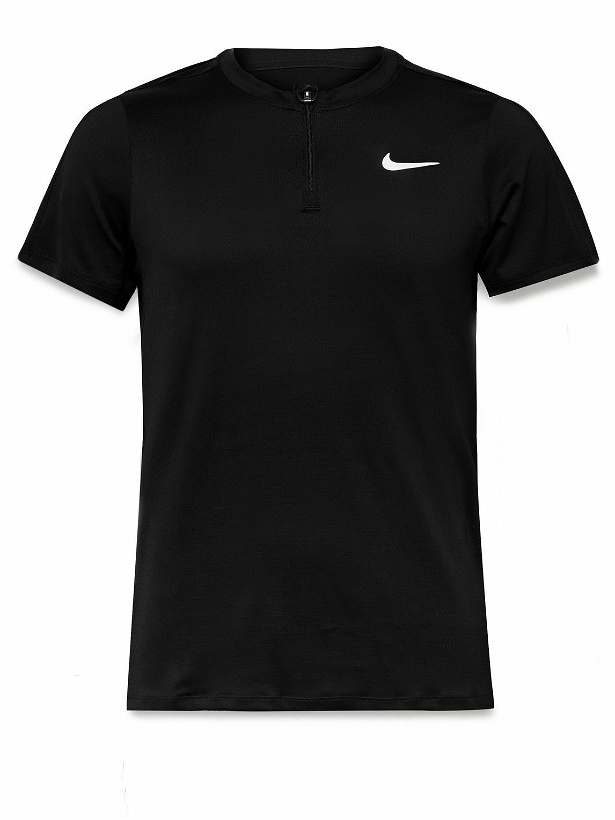 Photo: Nike Tennis - NikeCourt Advantage Slim-Fit Dri-FIT Mesh Half-Zip Tennis T-Shirt - Black