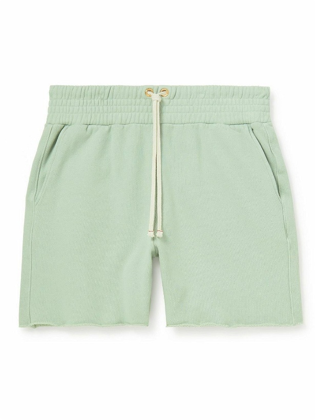Photo: Les Tien - Straight-Leg Garment-Dyed Fleece-Back Cotton-Jersey Drawstring Shorts - Green