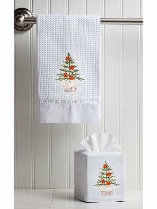 Photo: Jacaranda Living Oranges for Christmas Bundle - Two Towels & One Tissue Box Cover