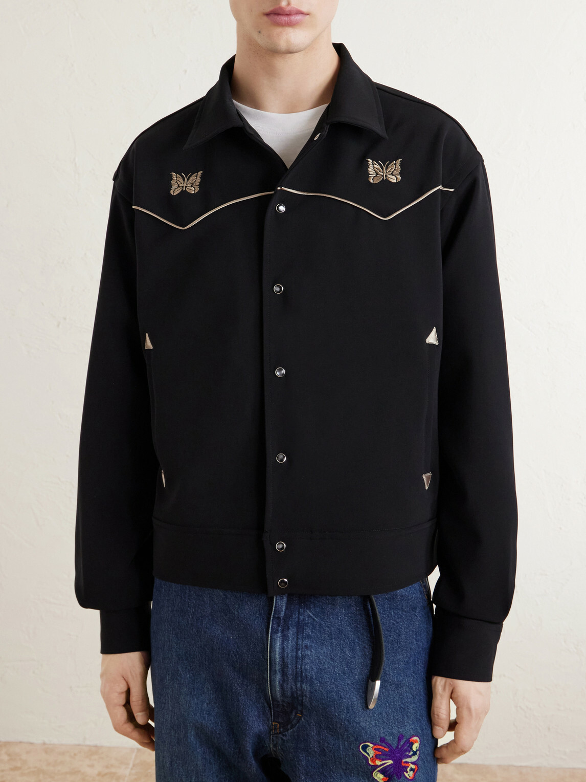 Needles - Piping Cowboy Logo-Embroidered Woven Jacket - Black