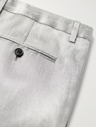 SAINT LAURENT - Straight-Leg Pleated Dupioni Suit Trousers - Silver