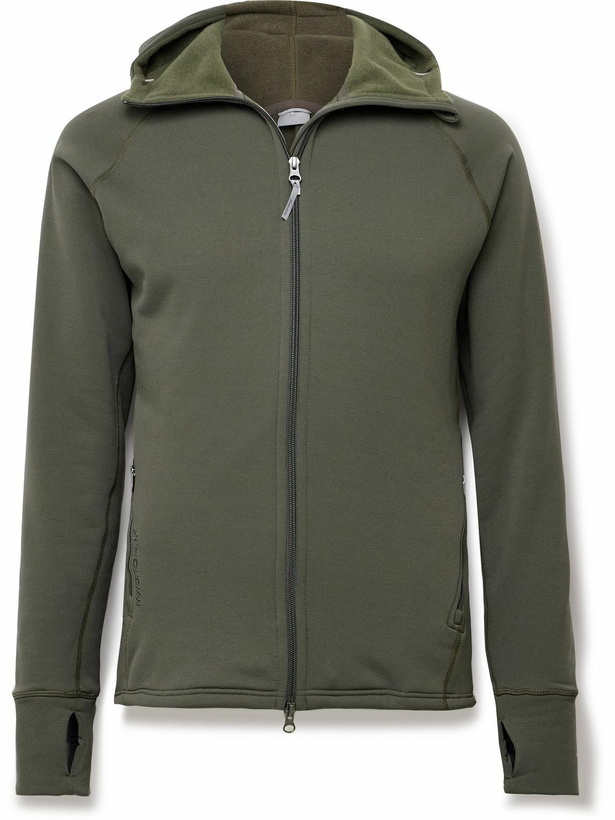 Photo: Houdini - Power Houdi Slim-Fit Polartec® Power Stretch® Pro™ Fleece Ski Hooded Base Layer - Green