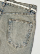 RRR123 - Fathers Way Slim-Fit Straight-Leg Belted Distressed Printed Jeans - Blue