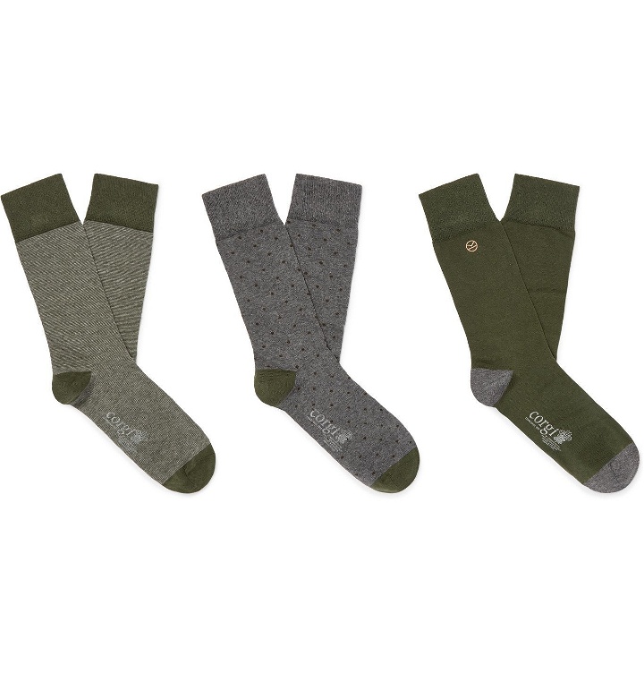 Photo: Kingsman - Corgi Three-Pack Cotton-Blend Socks - Gray