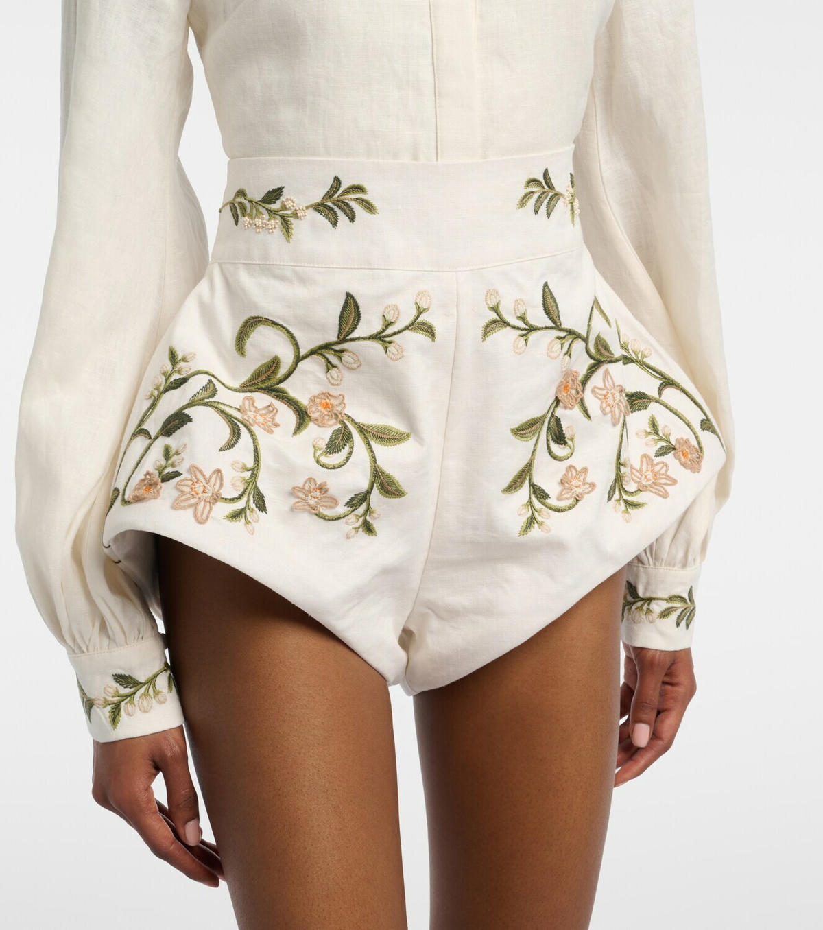 Agua by Agua Bendita Gatti embroidered linen shorts