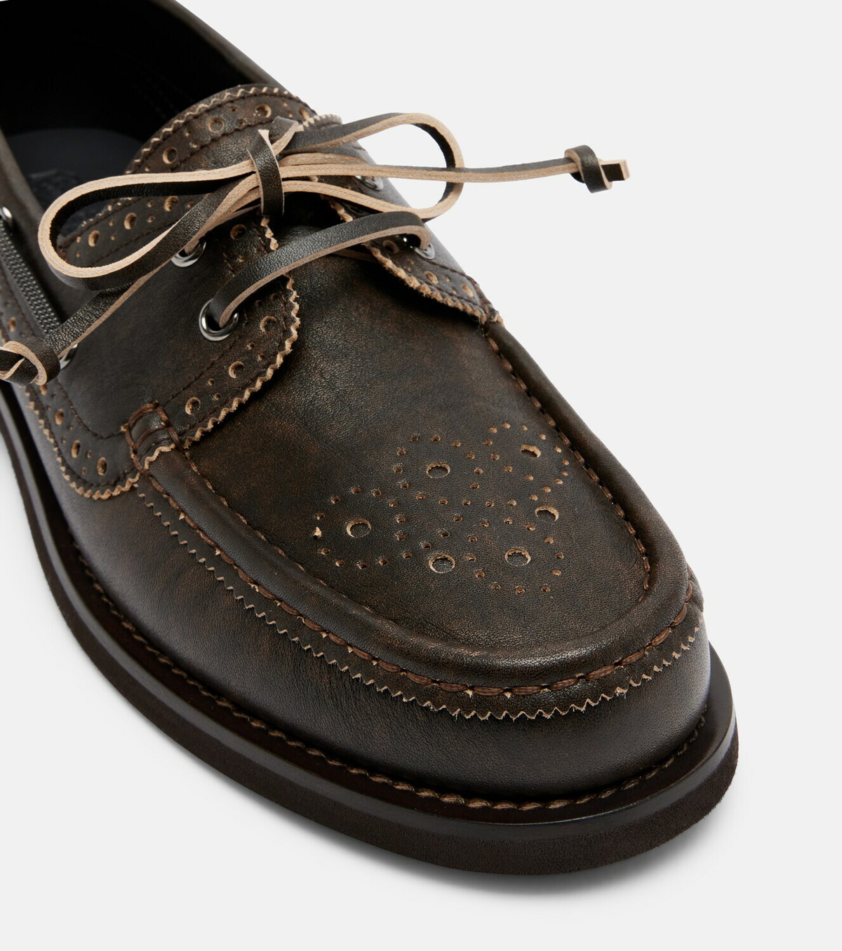 Brunello Cucinelli Monili leather boat shoes