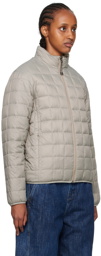 TAION Gray & Beige Quilted Reversible Down Jacket