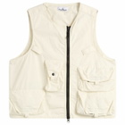 Stone Island Men's Cotton Nylon Micro Ripstop Utility Vest in Ivory
