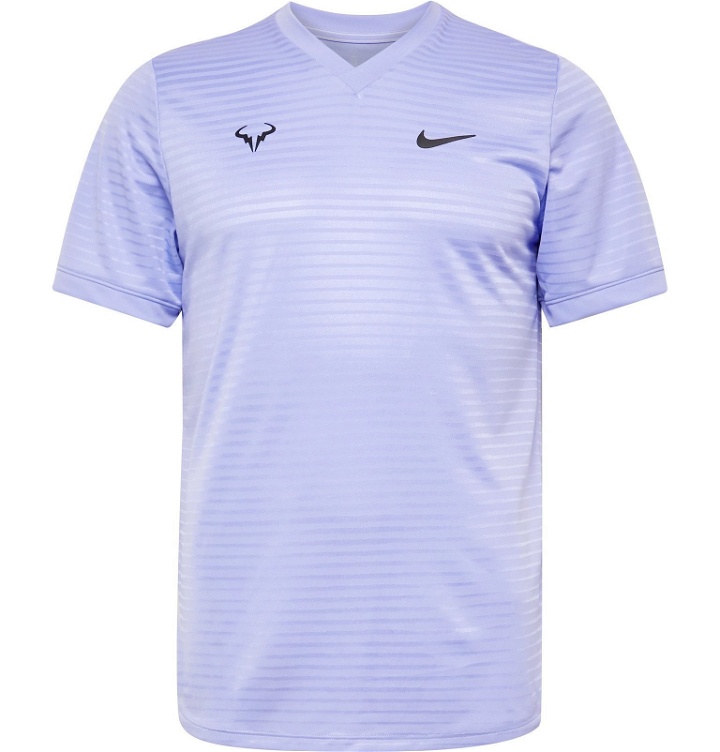 Photo: Nike Tennis - NikeCourt Rafa Challenger Dri-FIT Tennis T-Shirt - Purple