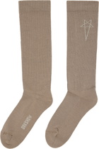 Rick Owens DRKSHDW Taupe Concordians Pentagram Knee High Socks