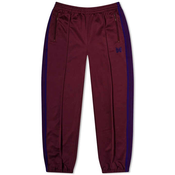 Photo: Needles Men's Poly Smooth Zipped Track Pant in Wine