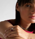 Kamyen 18kt white gold ring with rubies and diamonds