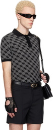 Ernest W. Baker Black Check Jacquard Polo