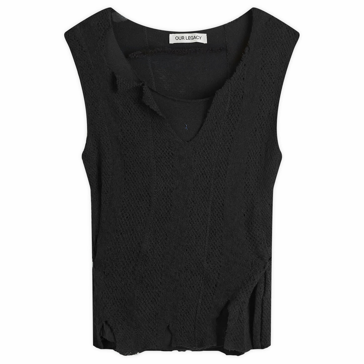 Our Legacy Women's Ragged Vest in Black Crochet Stripe Our