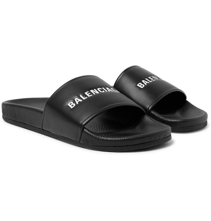 Photo: Balenciaga - Printed Leather Slides - Men - Black