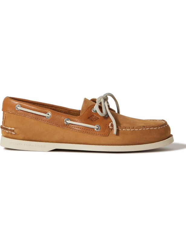 Photo: Sperry - Authentic Original Leather-Trimmed Nubuck Boat Shoes - Brown